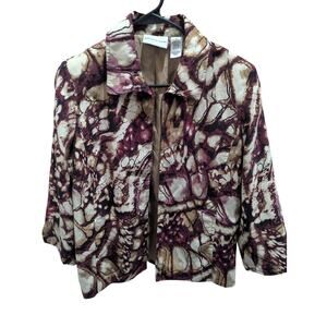 Womens Size 8 Medium EUC Alfred Dunner Circle Oaks Open Front Jacket Cardigan